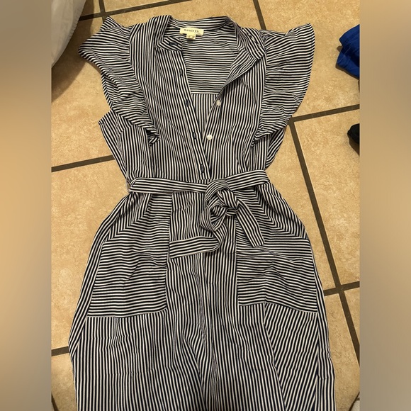 Striped Button Up Dress - Stripes Navy main image 0